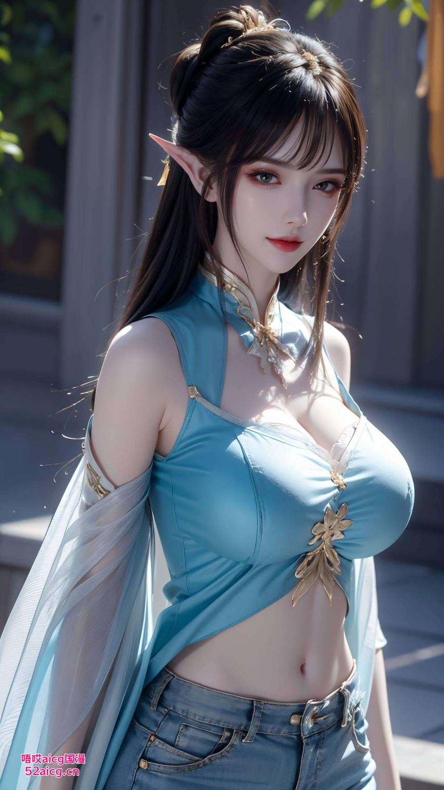 长发飘逸美眸流转
