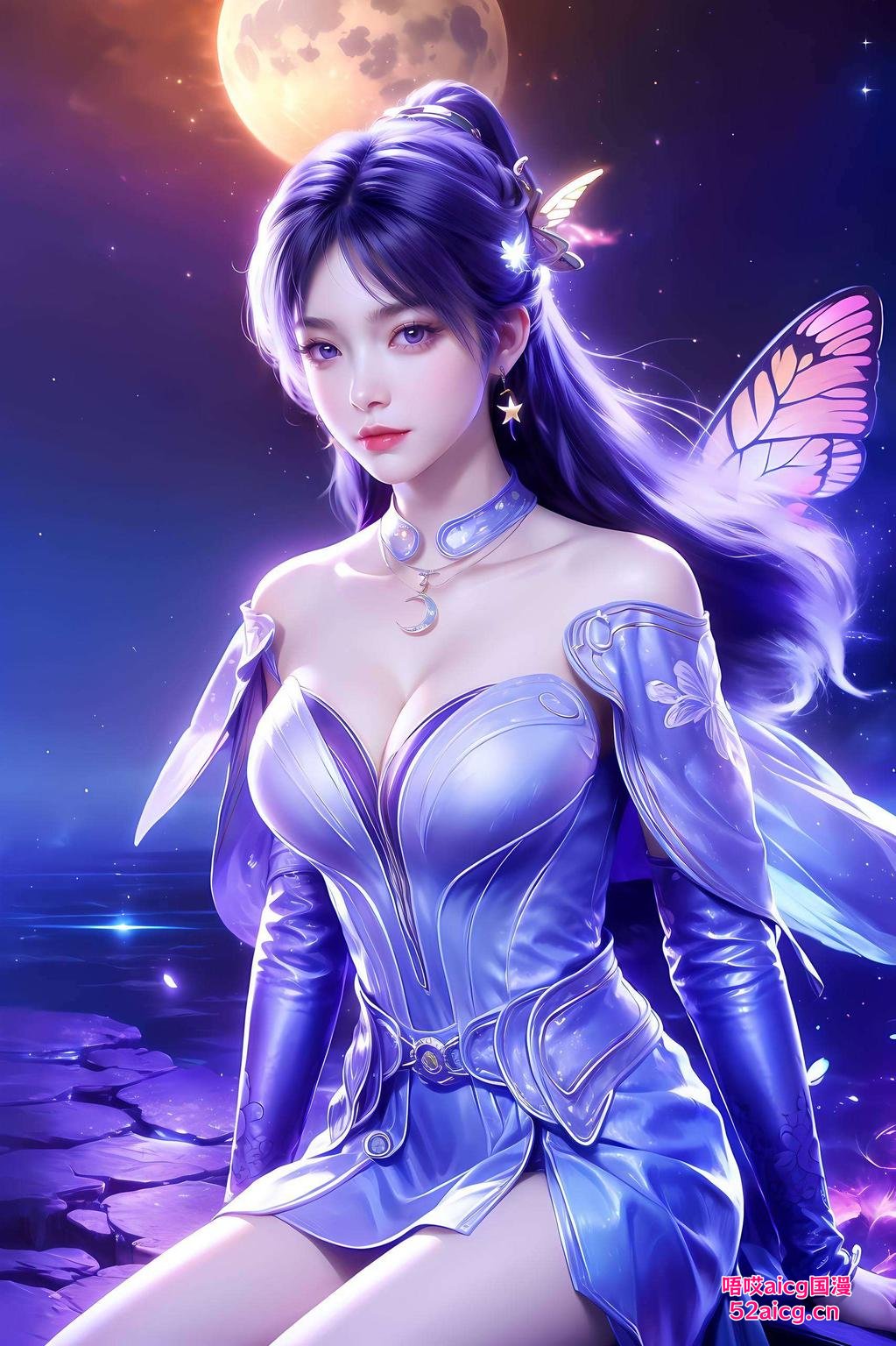 动漫壁纸绽放异彩姬紫月翩翩舞动
