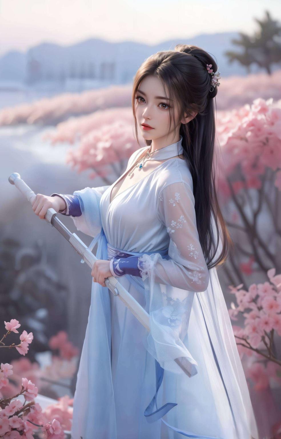 一袭红衣映雪白极简风壁纸